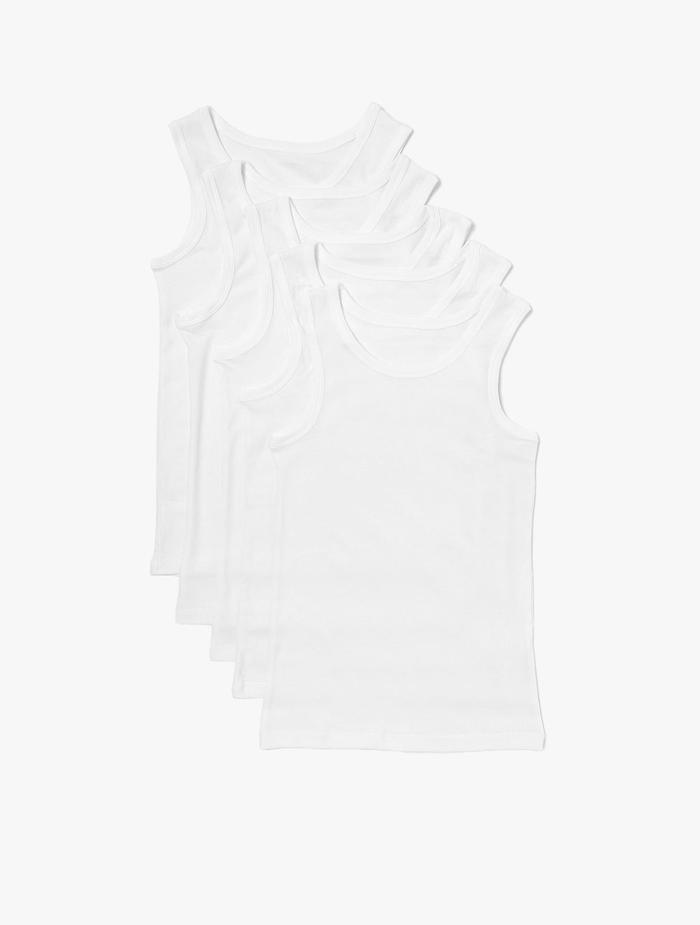 Gambar MARKS & SPENCER - Kaos Dalam Anak - 5 Pack Cotton Vests - WHITE, 9-10Y dari Marks & Spencer ID undefined Tokopedia