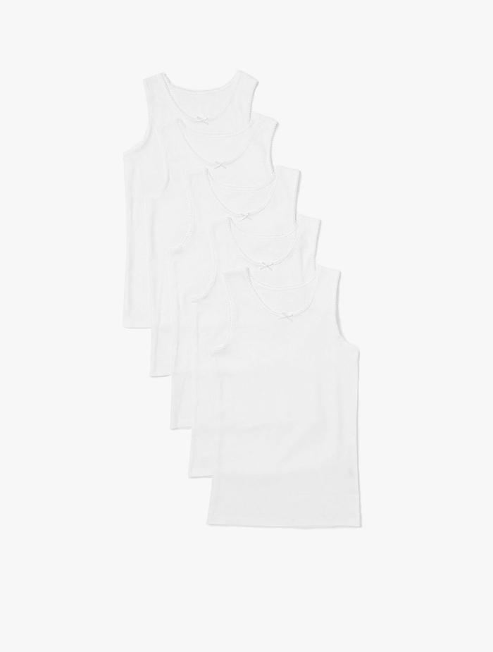 Gambar MARKS & SPENCER - Kaos Dalam Anak - 5 Pack Pure Cotton Vests - WHITE, 5-6Y dari Marks & Spencer ID undefined Tokopedia