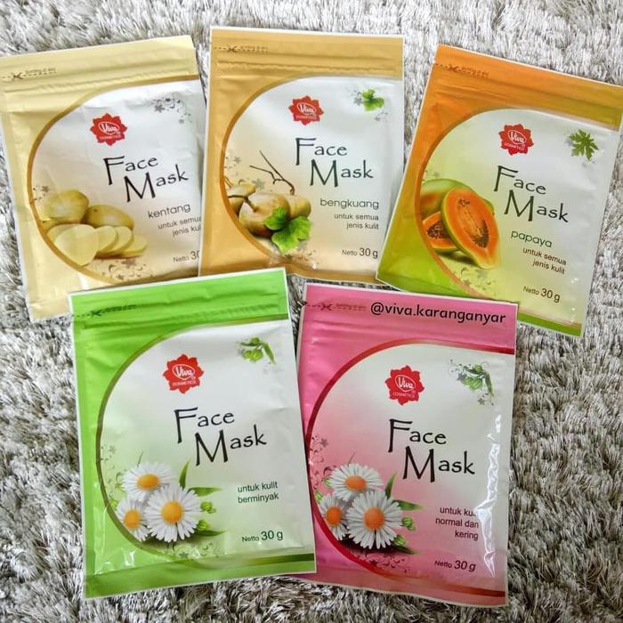 Gambar FACE MASK VIVA Masker Wajah Mix Varian 30 Gram (Beli 5 Gratis Kuas) - NORMAL KERING dari Alex Herbal Shop undefined Tokopedia
