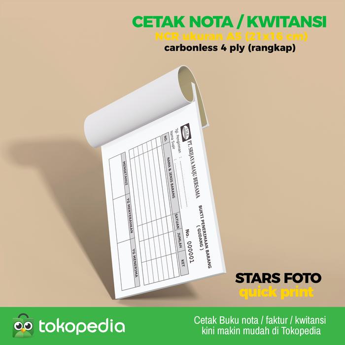 Gambar Cetak Nota / Kwitansi / Faktur / Surat Jalan / Invoice Ukuran A5 - 4 Ply Rangkap dari Stars Printing Indonesia undefined Tokopedia