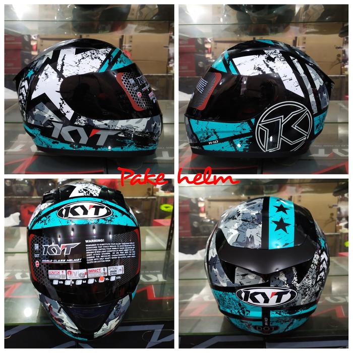 Jual HELM KYT R10 #3 BLACK AQUA BLUE 