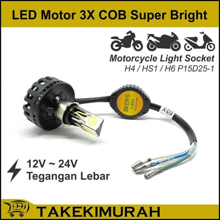 Gambar Lampu Depan Motor H6 H4 LED 3 Sisi High Low Super Terang 12V 24V - lampu depan, Putih dari Takekimurah undefined Tokopedia