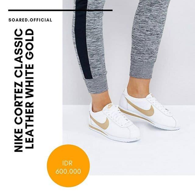nike cortez white gold