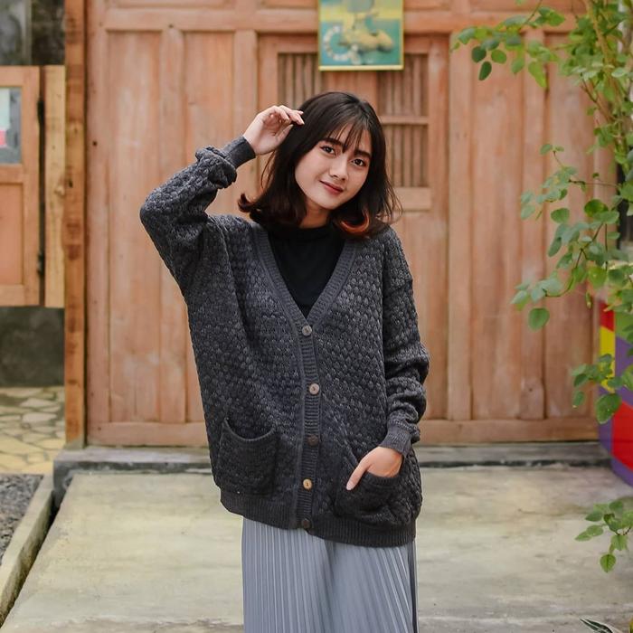 Gambar Cardigan Outer Rajut Wanita New Basic Cardy - Abu Tua dari Rumah Rajut Murah undefined Tokopedia