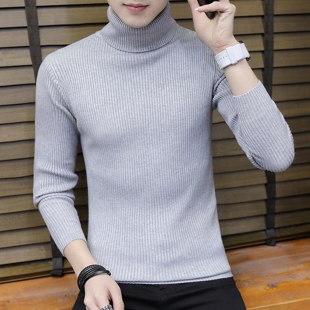 Gambar Turtleneck Sweater Slim Fit Korea Top Pria Musim Dingin - Abu-abu, L dari Khatazi Collection undefined Tokopedia