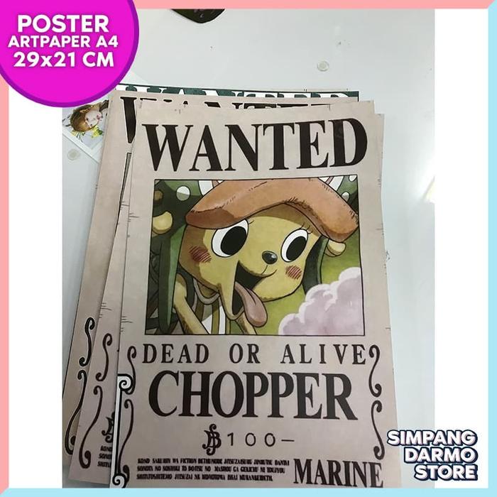 Jual Poster One Piece Wanted Chopper Buronan Bajak Laut Luffy Starw Hat Kota Surabaya Simpang Darmo Store Tokopedia