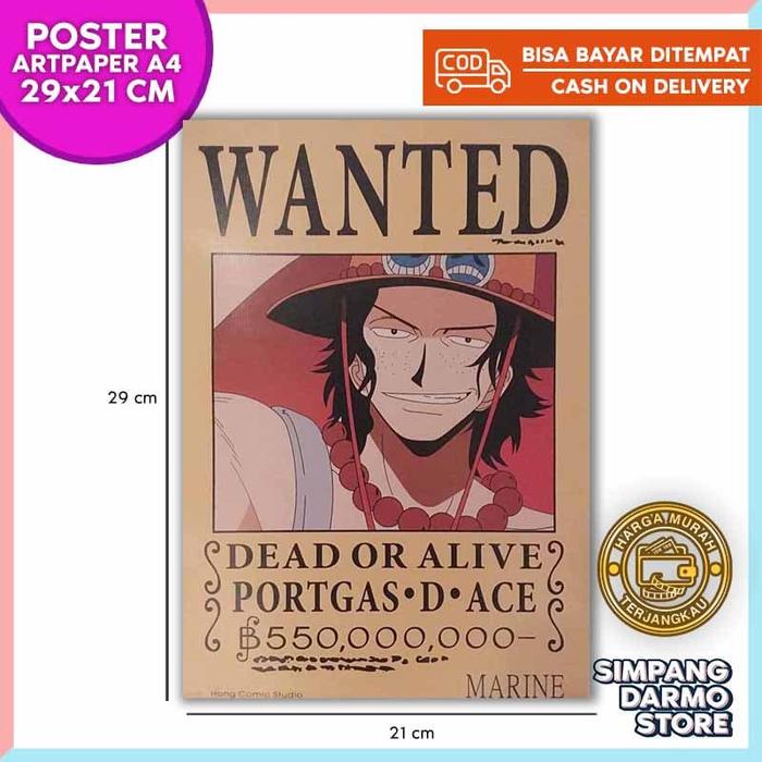 Jual Poster One Piece Wanted Buronan Ace Monkey Bajak Laut Straw Hat Luffy Kota Surabaya Simpang Darmo Store Tokopedia