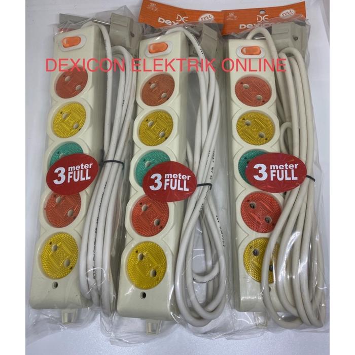 Gambar Stop kontak gepeng colour 5 lubang 1.5 meter/colokan listrik warna - kabel 3 meter dari Dexicon Elektrik Online undefined Tokopedia