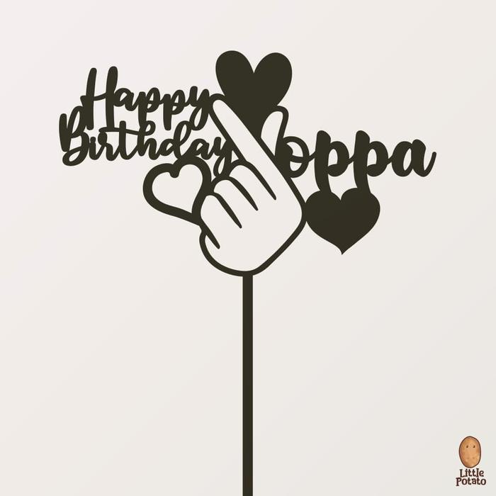 Jual Cake Topper Tusukan Kue Happy Birthday Oppa Korea Kpop Bos Bro Kota Medan Little Potato 