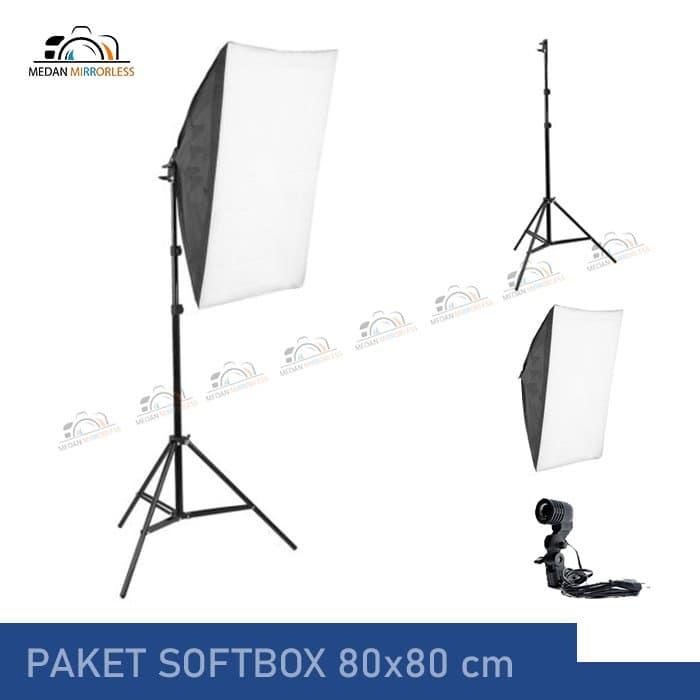 Gambar Paket Lighting Softbox 80x80 cm Photo Studio (Light Stand Included) dari Medan Mirrorless undefined Tokopedia