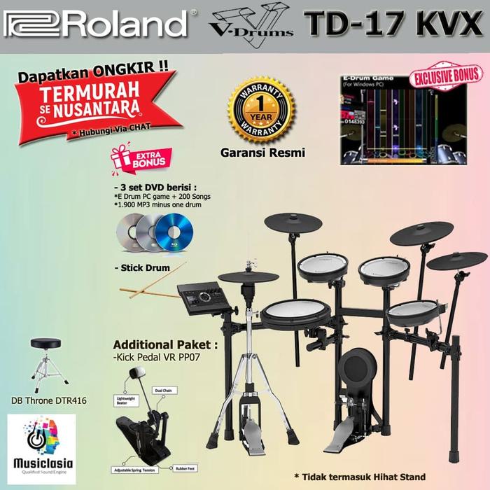 Gambar Roland TD-17KVX + Pedal + Stools / TD17KVX / TD17-KVX VDrums Elektrik dari Musiclasia undefined Tokopedia
