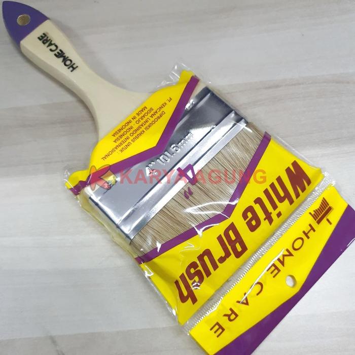 Gambar [ECERAN] Kuas Cat Bulu Putih / White Brush 4" HOME CARE 4 inch dari Karya Agung Sulawesi undefined Tokopedia
