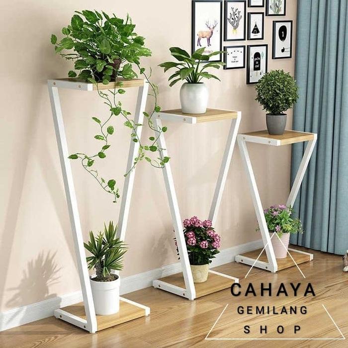 Gambar rak bunga besi rak pot bunga - Putih Motif, 20cmx25cmx50 dari design interior1 undefined Tokopedia