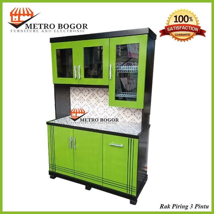 Jual Lemari Dapur Lemari Sayur Rak Piring Kayu Minimalis 3 Pintu Murah Kota Bogor Metropolitan Bogor Tokopedia
