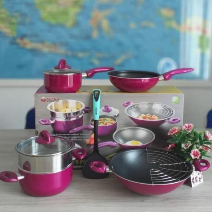 Gambar Panci set supra rosemary 9pcs / Steamer set / wajan - Redwine dari Bintang Rezeki88 undefined Tokopedia