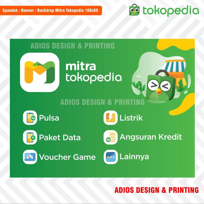 Jual Spanduk Banner Mitra Tokopedia Ukuran 100x80 Cm Mantap Kota Tangerang Adios Design Printing Tokopedia