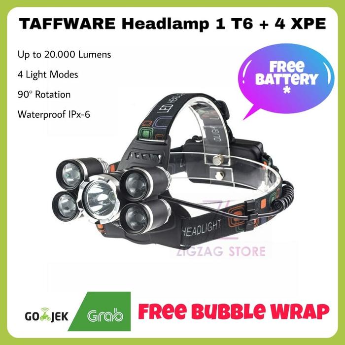 Gambar Senter Kepala / Headlamp 1 T6 4 XPE up to 10.000 Lumens - Paket Lengkap dari ZigZag-Store undefined Tokopedia