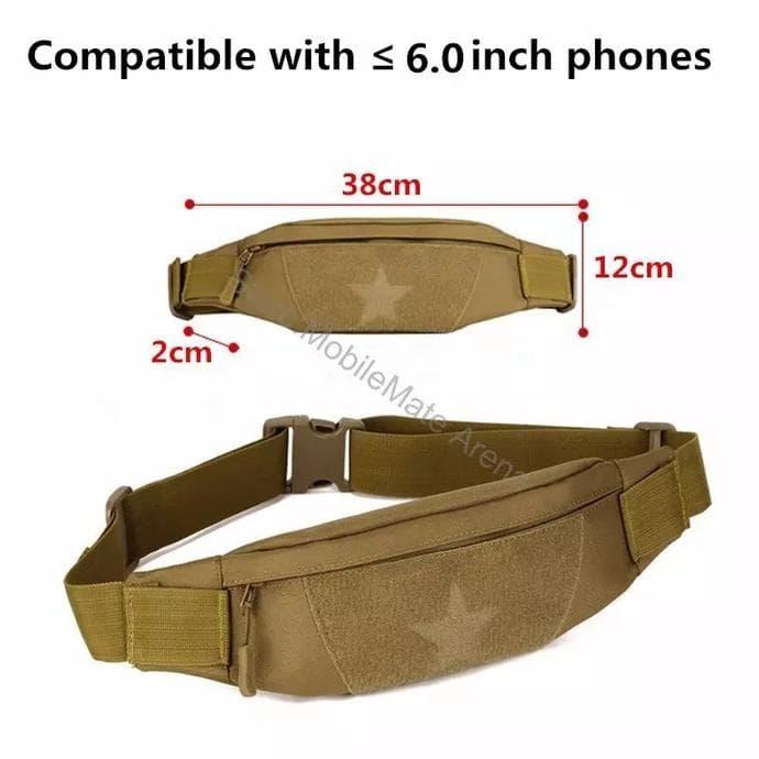 Slim Waist Bag Pouch Gadget Phone Tas Pinggang Waterproof Military