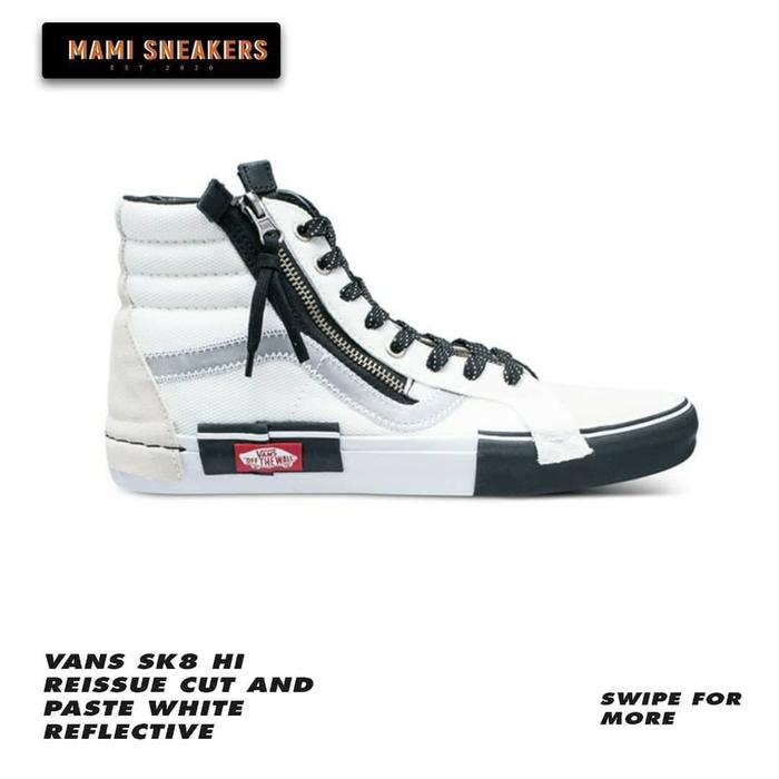 Vans sk8 hi cut and paste white top
