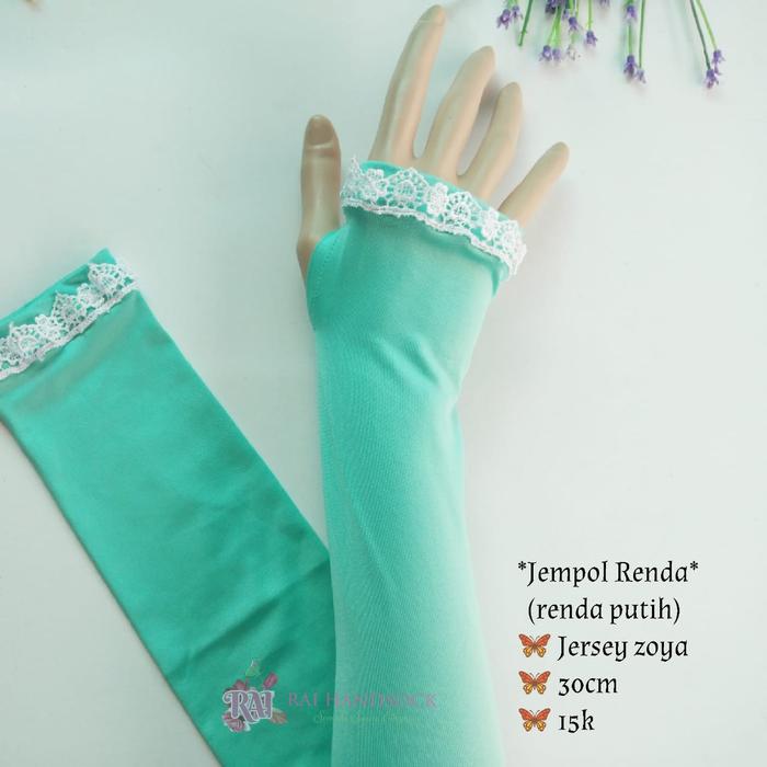 Gambar Handsock Jempol Renda (renda putih) Panjang 30cm - Merah dari RAI Moslem Gallery undefined Tokopedia