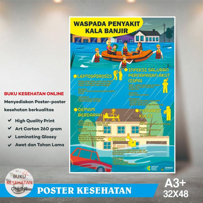 Jual Poster Kesehatan Waspada Penyakit Kala Banjir Laminating Glossy Kab Bogor Buku Kesehatan Online Tokopedia