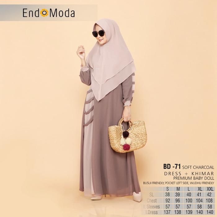 Jual Gamis Muslimah Endomoda 71 Soft Charcoal S Kota Bandung Assalam Busana Tokopedia