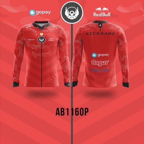 Kaos Jersey Gaming Custom Sepeda PUBG ML FF Batik Merah Panjang XS,  Tanpa Upgrade