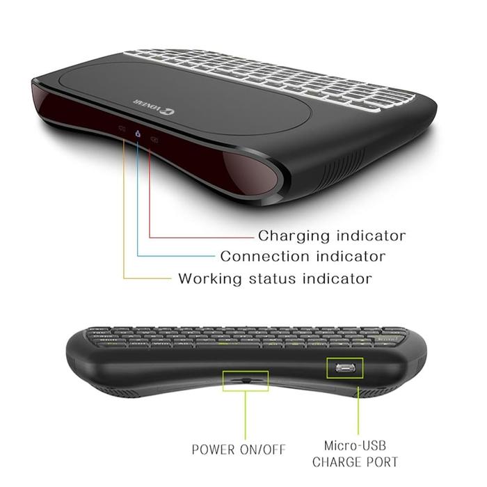 Jual D8 Mini Wireless Keyboard Touchpad 7 Warna 2.4ghz Wireless Di ...