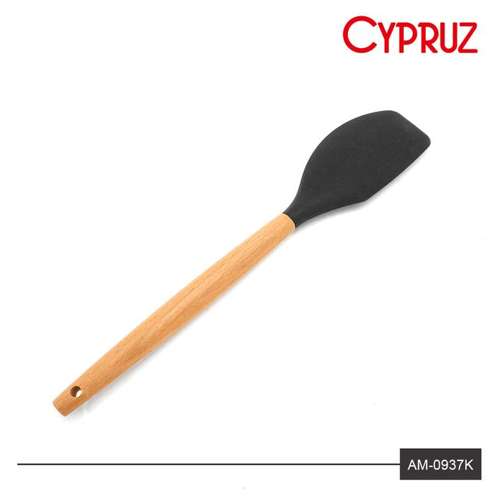 Gambar Spatula Silikon Gagang Kayu Cypruz Kitchen House - White dari rantang online official undefined Tokopedia