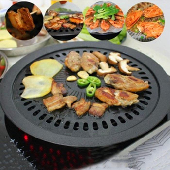 Jual Besi Bulat Korea Panggangan Panggangan BBQ Non-stick Pan Set