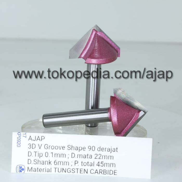 Jual Mata router CNC 3D V Groove 22mm 90 derajat Heavy Duty Wood ...