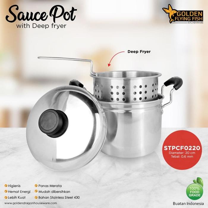 Gambar Panci Penggorengan I Golden Deep Fryer Stainles Steel 20cm I Sauce Pot dari TOKO ERWIN TANJUNG 2 undefined Tokopedia