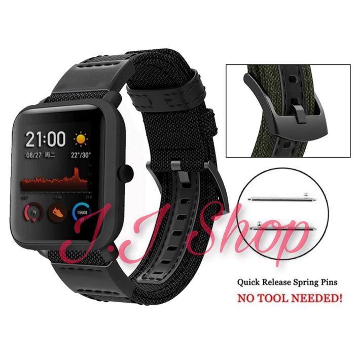 Strap Nylon Woven Watch Band Xiaomi Huami Amazfit GTS Bip Tali Jam  Tangan Biru - Main Image