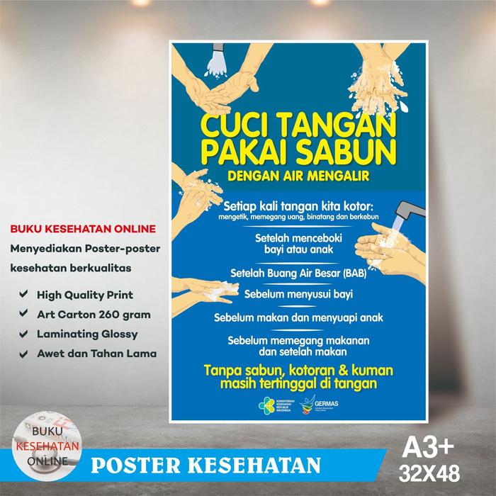 Jual Poster Kesehatan Cuci Tangan Pakai Sabun Dengan Air Mengalir Glossy Kab Bogor Buku Kesehatan Online Tokopedia