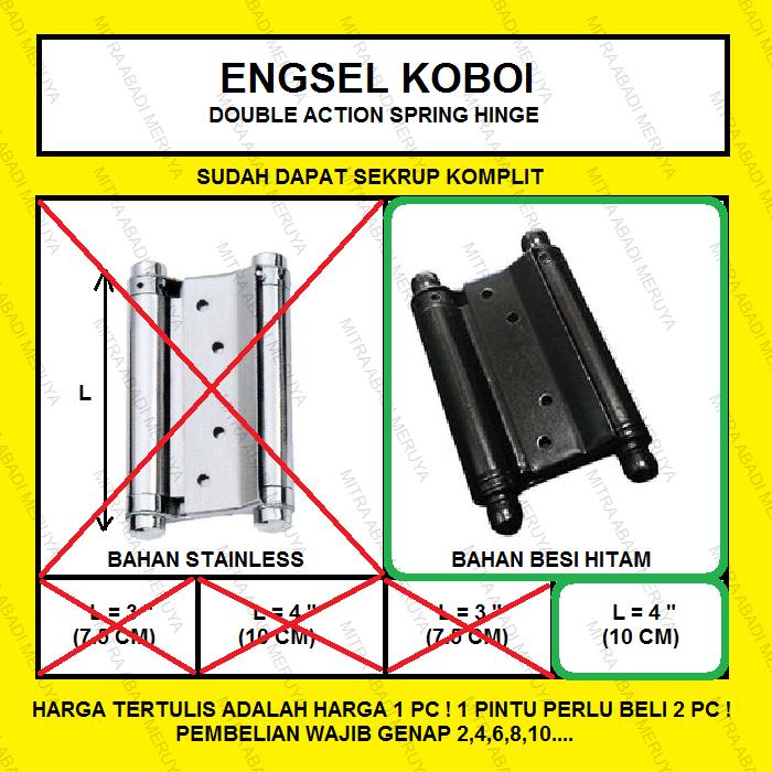 Gambar Engsel Koboi Hitam 4" Double Action Spring Hinge Engsel Koboy dari Mitra Abadi Meruya undefined Tokopedia