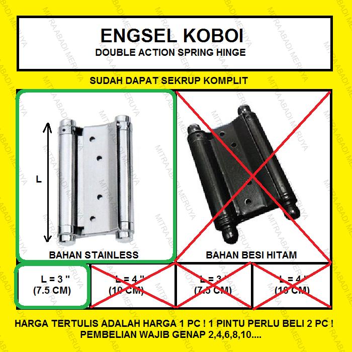 Gambar Engsel Koboi SS 3" Double Action Spring Hinge Engsel Koboy dari Mitra Abadi Meruya undefined Tokopedia
