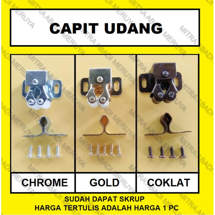 Gambar Capit Udang Japit Udang Jepit Pintu Pengait Pintu Lemari - Chrome dari Mitra Abadi Serpong_NEW undefined Tokopedia