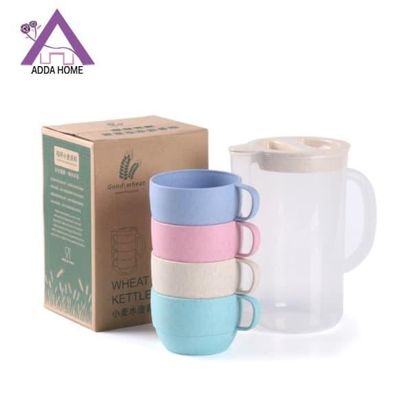 Gambar Set 4pcs Gelas + 1pcs Jug Air / Teko Tahan Lama - Mixed dari Adda Homeware undefined Tokopedia