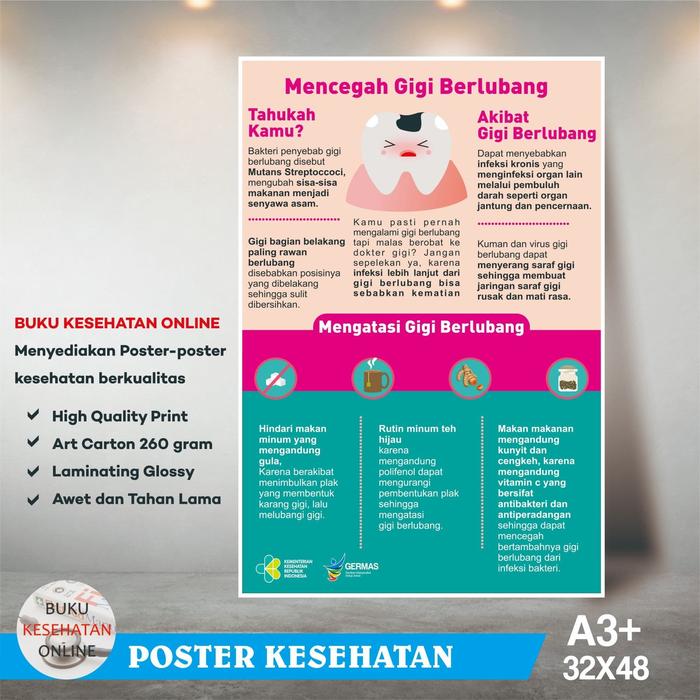 Jual Poster Kesehatan Mencegah Gigi Berlubang Laminating Glossy Kab Bogor Buku Kesehatan Online Tokopedia