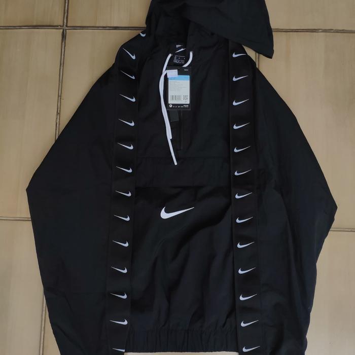 Jual NIKE SWOOSH WOVEN JACKET BLACK 