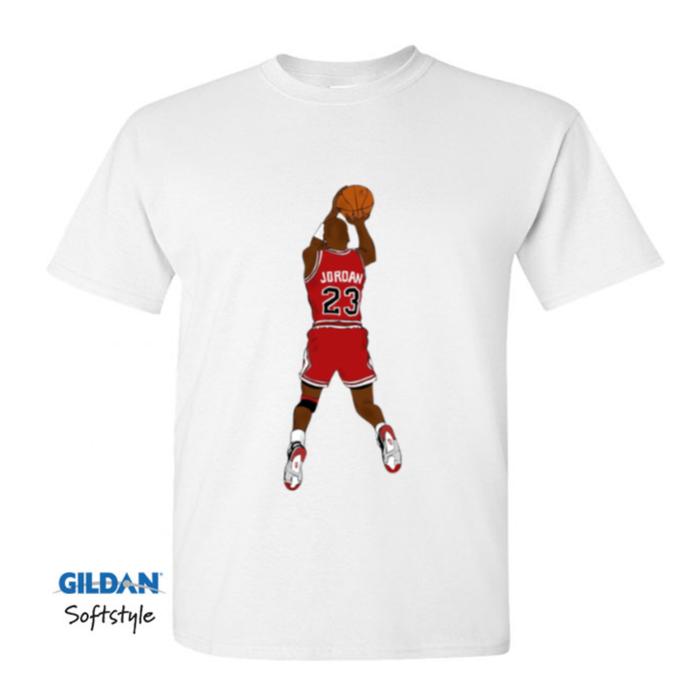Tshirt Kaos Basket NBA Gildan Michael Jordan Last Game Shot Putih, S di  Mambatronics Tokopedia