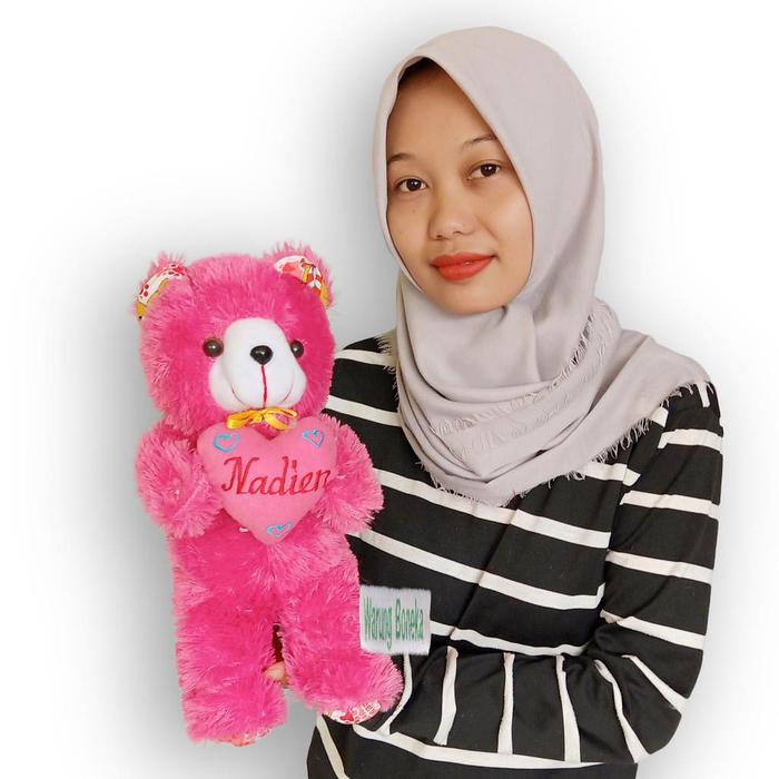 Gambar [Free.. CUSTOM NAMA] Boneka Beruang Teddy Bear Lucu - PINK dari yank shop undefined Tokopedia