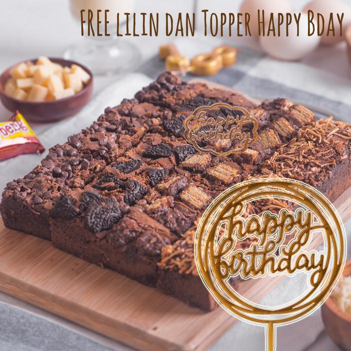 Gambar Kue Ulang Tahun Brownies Panggang Coklat Birth day Cake Ultah Cokelat - Brownies Mix dari Jualansnack undefined Tokopedia