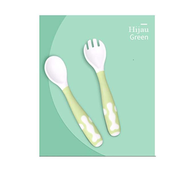 Gambar SET Sendok Garpu + box makan anak dapat dibengkokkan/twistable - Hijau dari Every LittleThing undefined Tokopedia