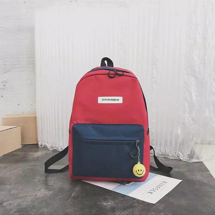 Gambar Tas Ransel Backpack Sporty Chikoisme - Merah navy dari Bossmen undefined Tokopedia