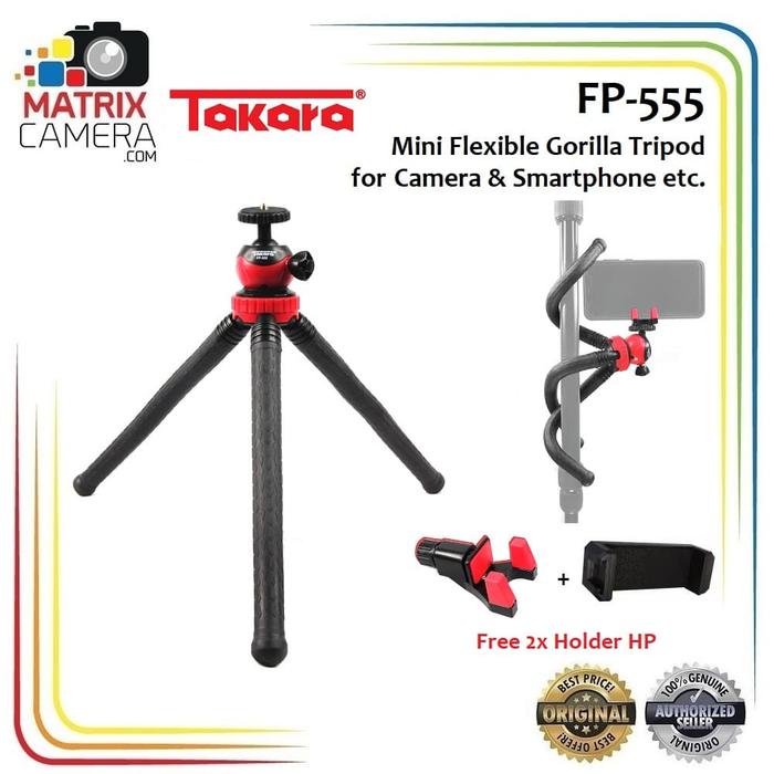 Gambar Takara FP-555 Mini Flexible Tripod for HP, DSLR, Mirrorless +Holder HP dari Matrix Camera_NEW undefined Tokopedia