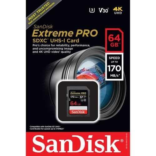Jual SanDisk Extreme Pro SDXC Card UHS-I U3 V30 Class 10 (170MB/s