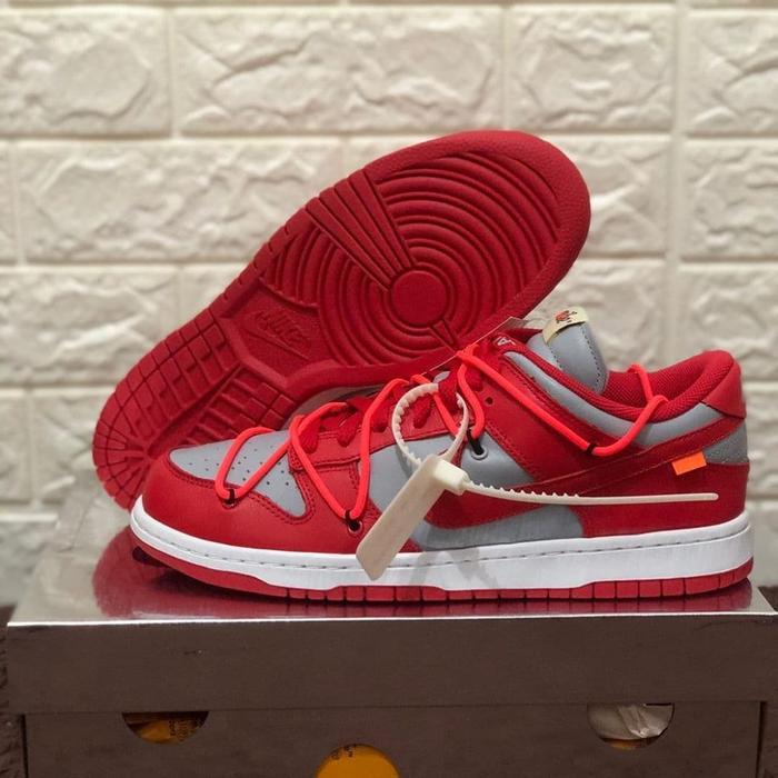 red sb dunks off white