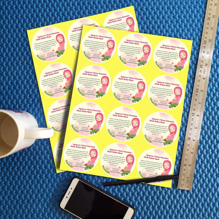 Gambar Stiker Label Acara Syukuran 4 Bulan Kehamilan - 7cm isi 12pcs dari Tazkia Sticker undefined Tokopedia