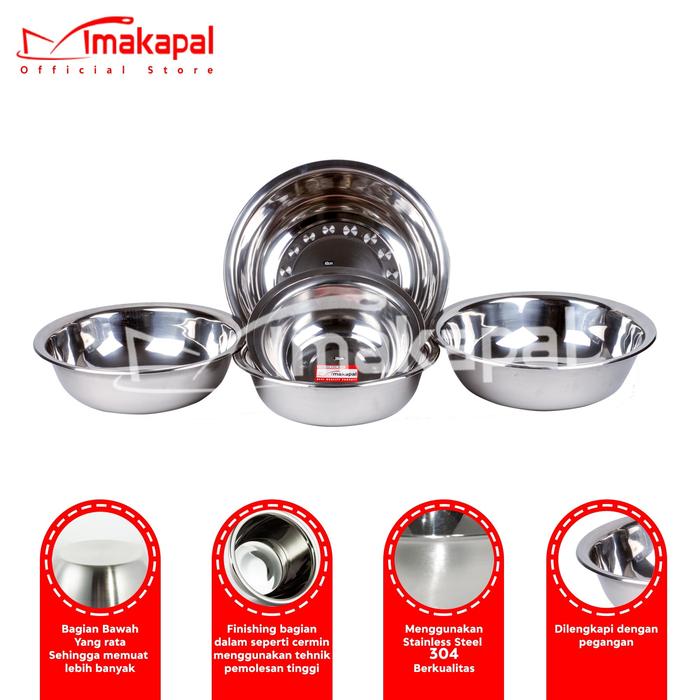Gambar Baskom Stainless Serbaguna Makapal - 28 cm dari Makapal undefined Tokopedia